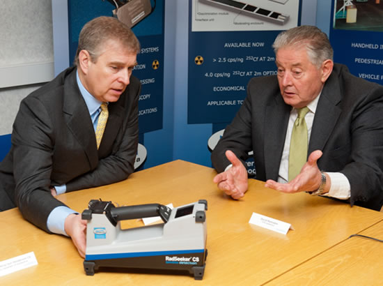 Hey, Your Royal Highness...success stories often warm the heart, or what do you think? The Duke here listens to Mr. Heddwyn Davies CEO of Symetrica with rapt attention. 