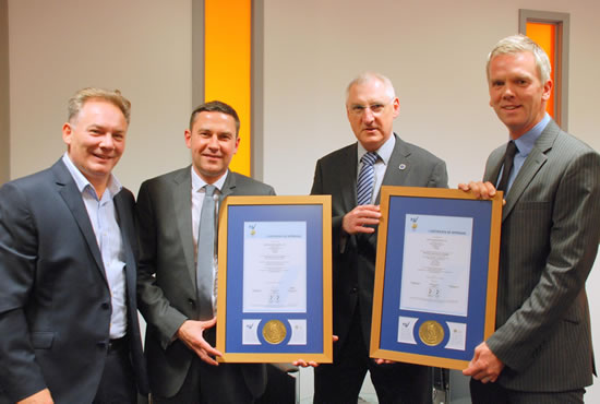 (L to R): Robert Moore - Fire Systems Director, Paul Goodbrand - Operations Director, Richard Jenkins - NSI CEO, Scott McEwan - Chief Executive