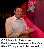 ODA Health, Safety and Environment Worker of the Year Alan O'Hagan with his award