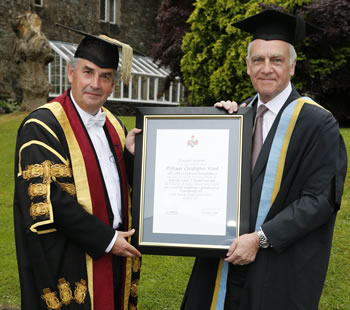 UWTSD Vice-Chancellor Professor Medwin Hughes with Professor Christopher Wood